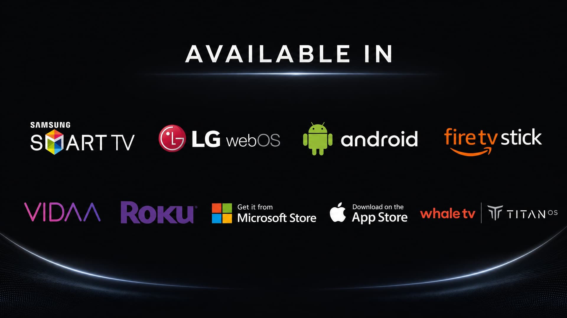 Supported streaming platforms and devices — Samsung, LG, Roku, Android, Apple, Fire TV and more